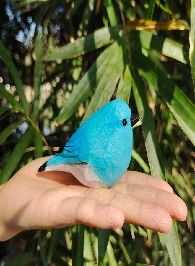 WEAUSUP Handmade Wooden Carved Bird Decor Sculpted Hand-Painted Bird Figurines Small Home Decor Bird Statue Shelf Decor BFF Gifts for Bird Lovers(Blue Robin) - Image 3